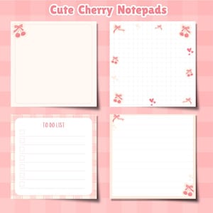 Bloc de notas de cerezas / Papelería digital e imprimible (PNG, PDF)
