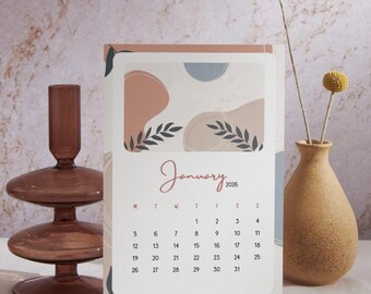 2026 Desk Calendar – Abstract Art Theme | Printable PDF