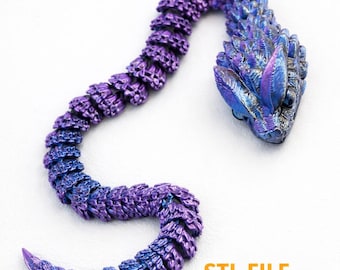 3D Print Articulated Snake STL File | Flexible Fidget Toy (Digital Download)