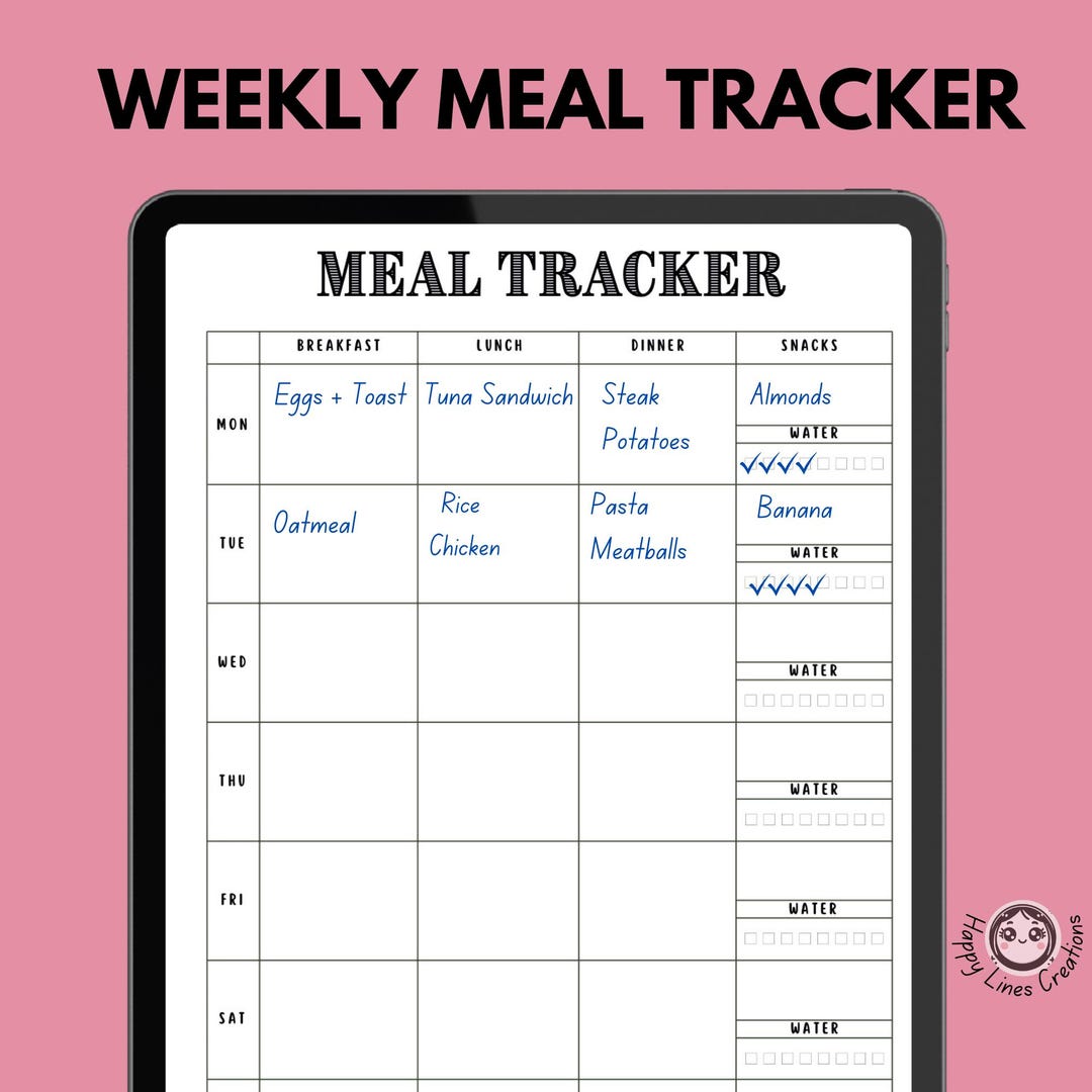 Weekly Meal Planner | Food Log and Nutrition Tracker | Printable Meal ...