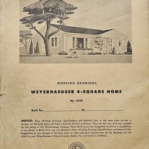 Vintage HOME BUILDING PLANS, 1950s, Weyerhaeuser