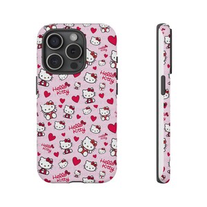Hello Kitty Pattern Phone Case | Cute Pink Hearts iPhone and Samsung | Valentines Themed Phone Case image 3