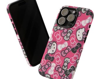 Funda para teléfono con lazo de Hello Kitty / Fundas resistentes rosas
