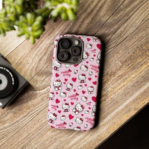 Hello Kitty Pattern Phone Case | Cute Pink Hearts iPhone and Samsung | Valentines Themed Phone Case image 2
