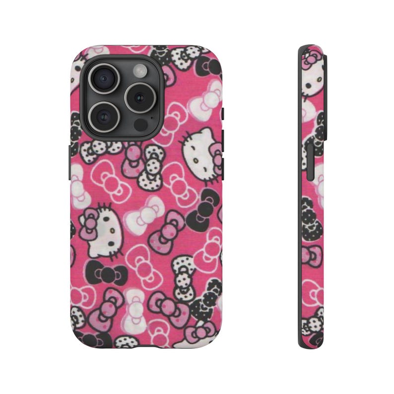 Hello Kitty Bow Pattern Phone Case | Tough Pink Cases image 3