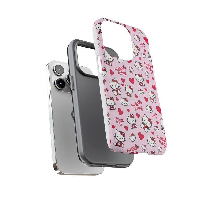 Hello Kitty Pattern Phone Case | Cute Pink Hearts iPhone and Samsung | Valentines Themed Phone Case image 4