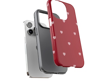 Red Phone Case | Tiny Pink Hearts, Valentines Tough Case