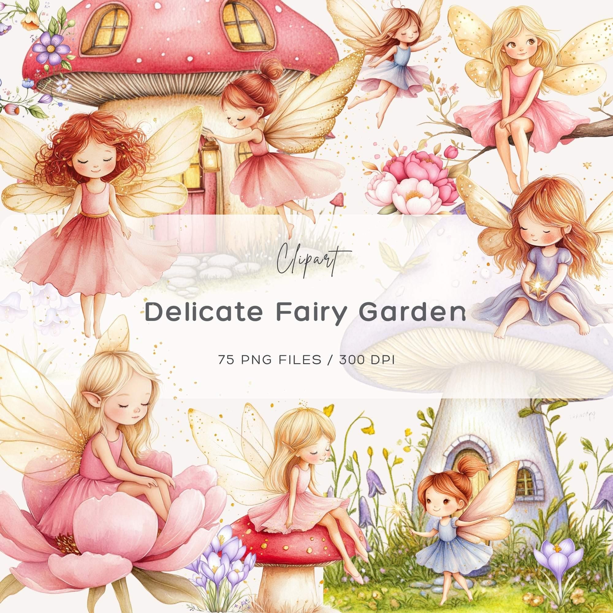 Fairy Garden Clipart, Enchanted Fairy Garden Clipart, Fairy House Clipart, Fairy Clipart, Watercolor Fairy House, Enchanting Fairies Clipart