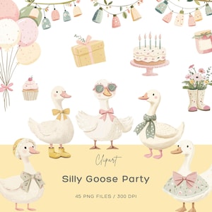 Clipart d'oie idiote, oie de la ferme mignonne, aquarelle des cliparts oie rustique, silly goose PNG, un clipart oie stupide, clipart oies aquarelle