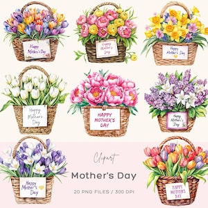 Moederdag bloemen clipart, moeder bloemen clipart, moeder bloemen png, Happy Mother's Day clipart, bloemenmand clipart, lentebloemen clipart