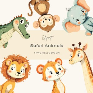 Clipart animaux Safari, bébés animaux Safari, Clipart animaux de la jungle PNG, Clipart animaux de la jungle bébé, chambre d'enfant Safari Clipart, chambre d'enfant de la jungle