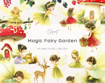 Fairy Garden Clipart, Magic Fairy House Clipart, Forest Fairy Clipart, Fairy Clipart, Watercolor Fairy House Clipart, Enchanted Forest Fairy