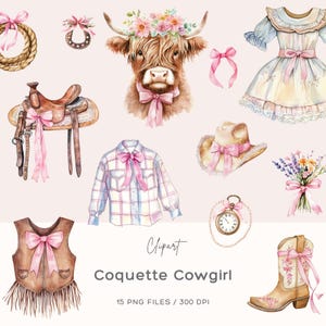 Coquette Cowgirl Bow Clipart, Cowgirl Boho Floral Clipart, Coastal Cowgirl Bows, Western Coquette, Cowgirl Bow, Cowgirl Coquette Bow Clipart