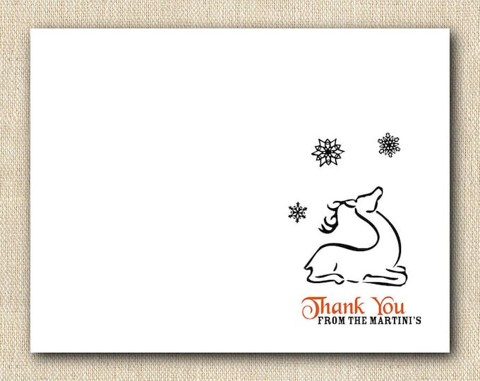 12 printed cards with envelope Personalized DeerThank You Cards