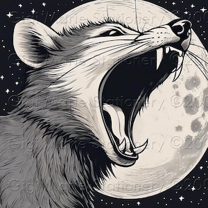 Zarigüeya gritando a la luna - PNG - Clipart - Archivos PNG digitales - Vector - Arte digital
