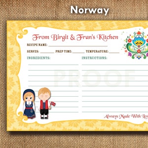 NATIONALITY - Heritage - Ancestry - RECIPE Cards - Ethnic  - Cultural Recipe Cards  - PERSONALIZED - Norwegian - Polish - French