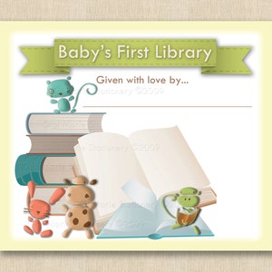 Baby&#39;s First Library Bookplates - INSTANT DOWNLOAD - 3 Designs - Avery Labels - Gender Neutral