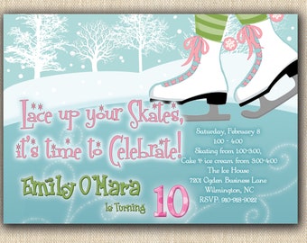 Ice Skating Party - Girls & Boys Coed Party - Ice Skating Birthday Party - Winter Party - PRINTED INVITATIONS