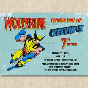 WOLVERINE Superhero Birthday Party Invitation - DIGITAL DIY or Printable