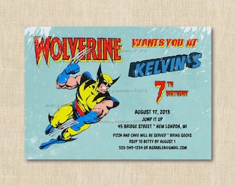 WOLVERINE Superhero Birthday Party Invitation - DIGITAL DIY or Printable