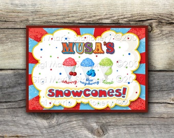 PRINTED Carnival Sign -Circus Sign PERSONALIZED -Concession Stand Sign- Snow Cone Sign- Popcorn Cotton Candy Sign 5x7 or 8x10 PRINTED