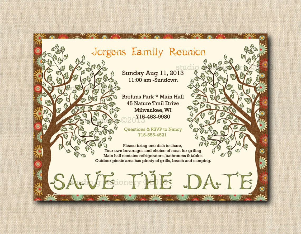 Family Reunion Save the Date Invitation Blank Template You Fill in DIY Family Reunion Save the Date Invitation Blank Template You Fill in DIY