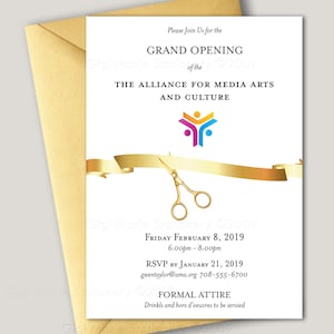 PRINTED INVITATION  Ribbon Cutting Ceremony - Grand Opening Launch Party New Business Opening Night Grand Opening Inauguration Open House