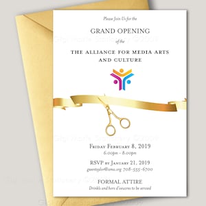 Grand Opening Ribbon Cutting Ceremony Launch Party Invitation, New