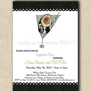 Whimsical Martini Glass Announcement Invitation - DIGITAL DIY Printable
