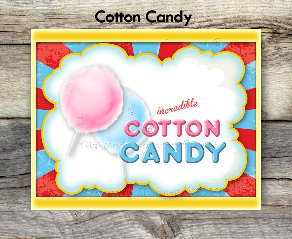 Circus CARNIVAL COTTON CANDY Sign 8x10 and 11 x 14 | Etsy