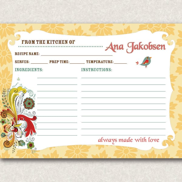 Personalized Swedish Recipe Cards - (PRINTABLE)