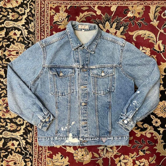 Guess distressed denim jacket sale