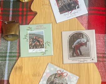 Personalized Christmas Photo Magnets | Custom 3x3 Holiday Fridge Keepsake | Handmade