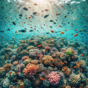 Underwater world of corals and tropical fish