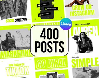 400 Social Media Posts: Marketing Agency Canva Templates (Digital Download)
