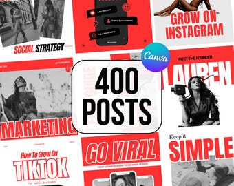 400 postów w mediach społecznościowych: Szablony Canva na Instagramie dla agencji marketingowej