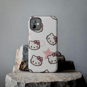 Cute Hello Kitty Phone Case, Girly Pink Silicone Case, Kawaii Cat Cover, Protective Case, Gift for Her, iPhone Samsung Galaxy Case image 4