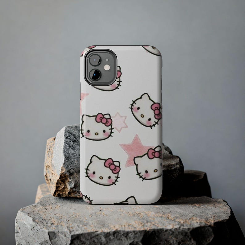 Cute Hello Kitty Phone Case, Girly Pink Silicone Case, Kawaii Cat Cover, Protective Case, Gift for Her, iPhone Samsung Galaxy Case image 4