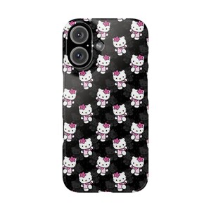 Funda delgada negra de Hello Kitty: diseño de gato kawaii, funda protectora para iPhone, Samsung, Huawei, Google Pixel, tecnología divertida. imagen 5