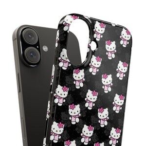 Funda delgada negra de Hello Kitty: diseño de gato kawaii, funda protectora para iPhone, Samsung, Huawei, Google Pixel, tecnología divertida. imagen 4