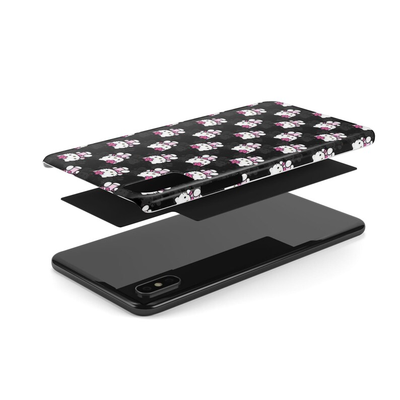 Funda delgada negra de Hello Kitty: diseño de gato kawaii, funda protectora para iPhone, Samsung, Huawei, Google Pixel, tecnología divertida. imagen 3