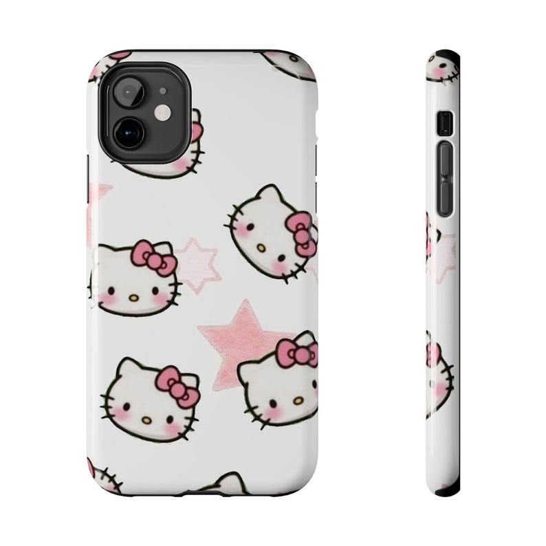 Cute Hello Kitty Phone Case, Girly Pink Silicone Case, Kawaii Cat Cover, Protective Case, Gift for Her, iPhone Samsung Galaxy Case image 1