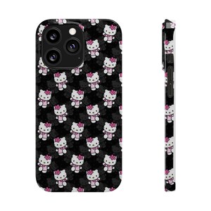 Funda delgada negra de Hello Kitty: diseño de gato kawaii, funda protectora para iPhone, Samsung, Huawei, Google Pixel, tecnología divertida. imagen 2