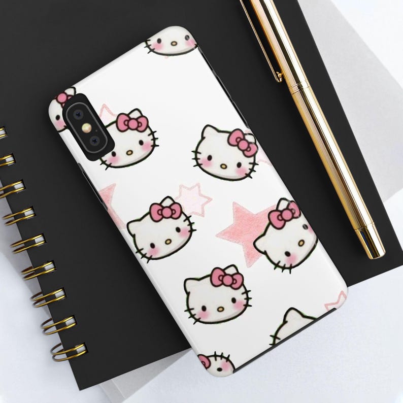 Cute Hello Kitty Phone Case, Girly Pink Silicone Case, Kawaii Cat Cover, Protective Case, Gift for Her, iPhone Samsung Galaxy Case image 2