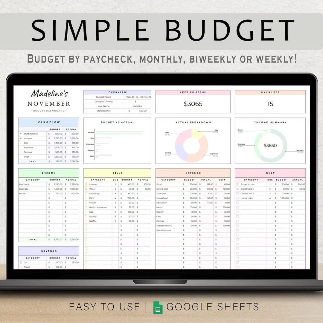 Budget planner template google sheets monthly paycheck budget