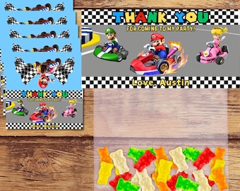 Editable Mario Kart Birthday Treat Bags, Instant Download, Custom Gift Tags, Printable Personalised  Favor Tags, Mario and Luigi Video Games