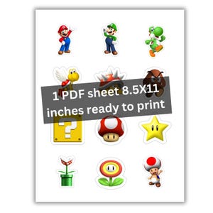 Mario Bros und Luigi Cupcake Topper, Videospiele Geburtstag Party Dekoration, Sofort Download, druckbare Cupcake Topper, Aufkleber