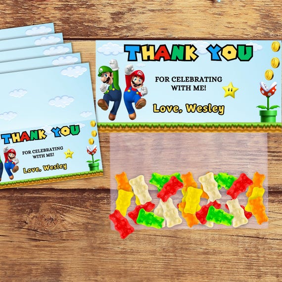 Editable Mario Bros Birthday Treat Bags, Instant Download, Custom Gift Tags, Printable Personalised  Favor Tags, Mario and Luigi Video Games