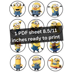 Minions Cupcake Toppers, Minions Birthday Party Decor, Instant Download, Printable Cupcake Toppers.