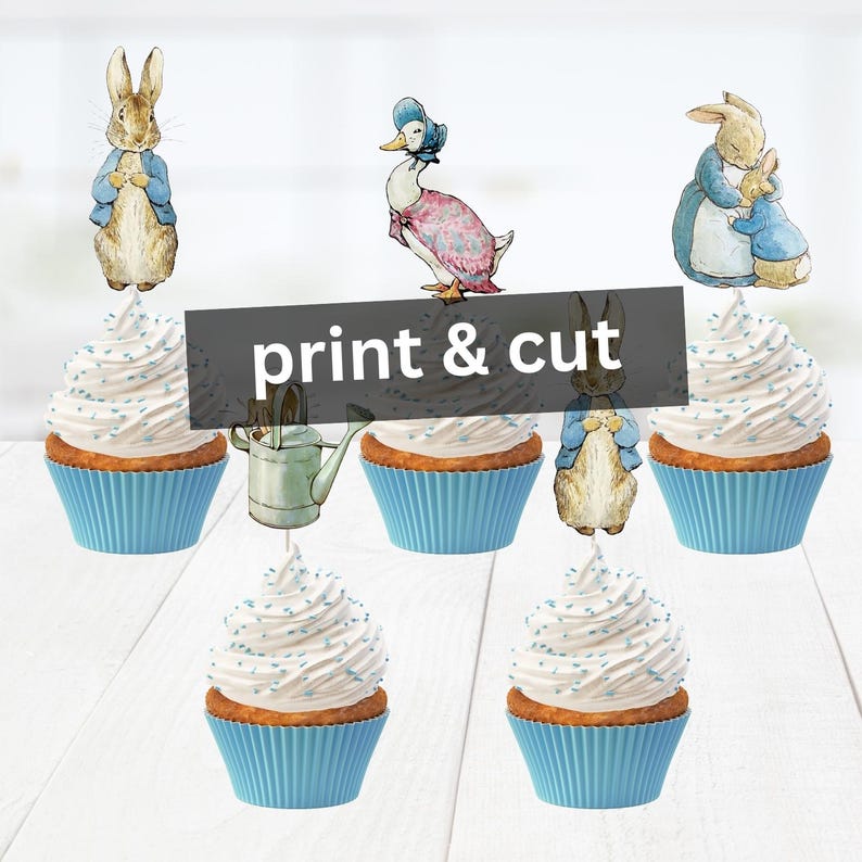 Peter Rabbit Cupcake Toppers, First Birthday Party Decor, Instant ...